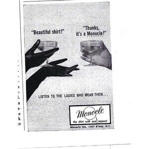 Monocle Womens Fashion Shirt Broadway  New York Advertisement 1950s  Print Ad